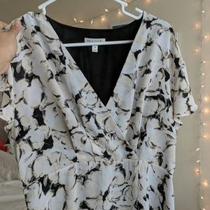 Black and White Floral Print Dress